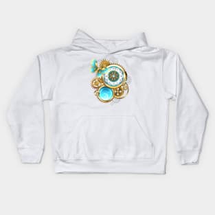 Clock and Gear with Butterfly ( Steampunk ) Kids Hoodie